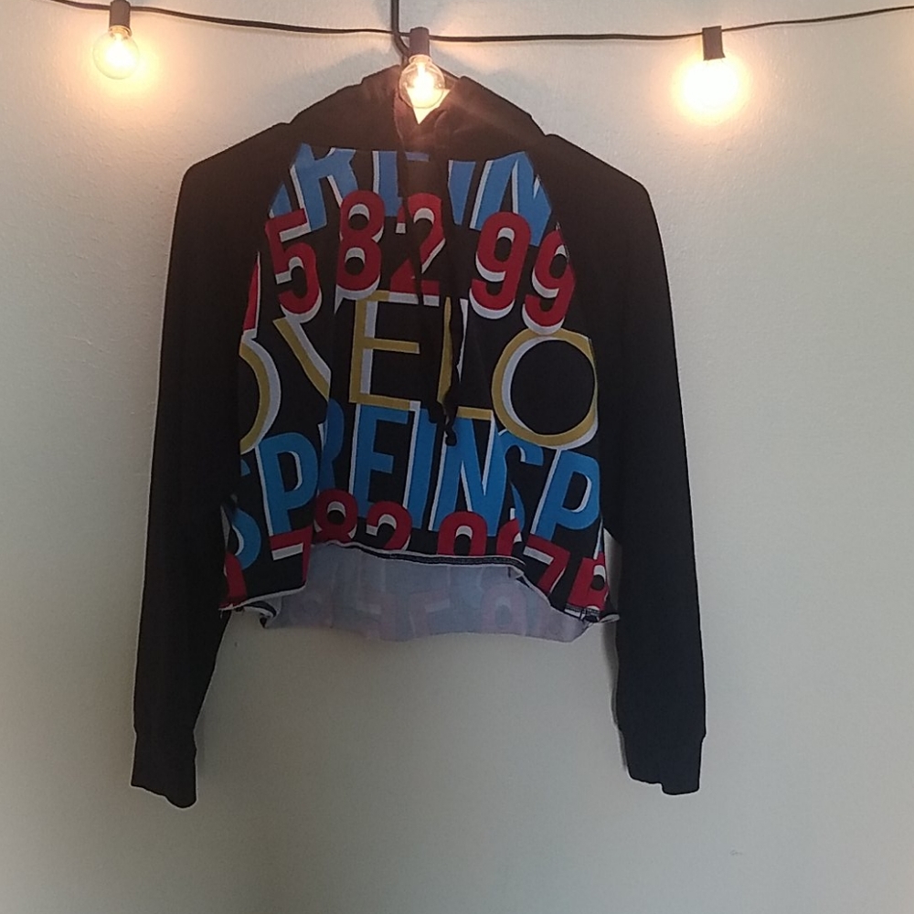Cropped hoodie with colored wording
